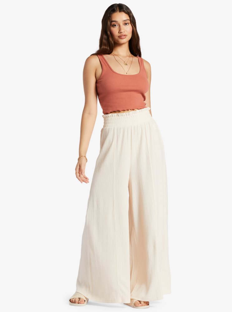 White Women's Roxy Jetsetter Wide Leg Pants | USA JLXT-37296