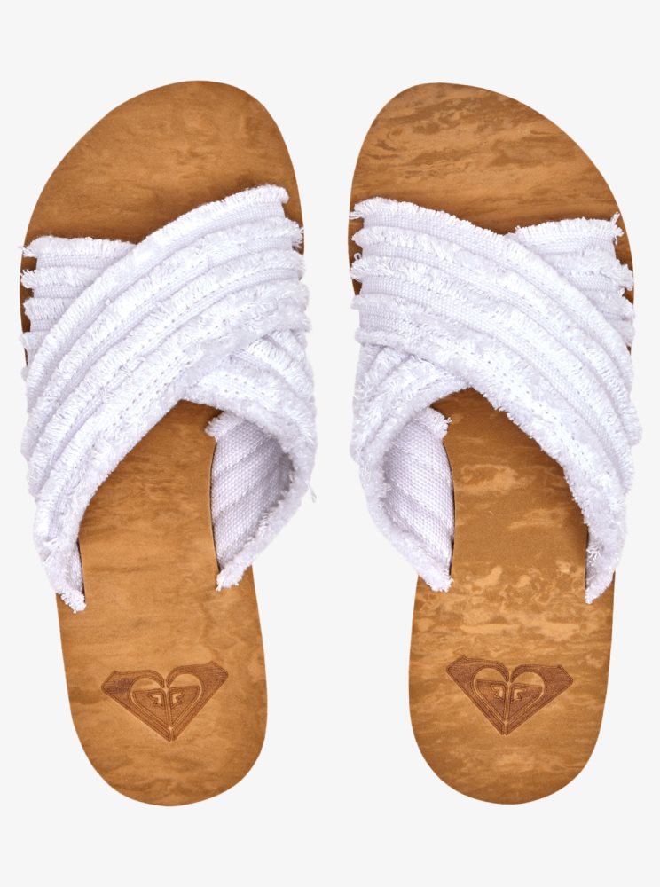 White Women's Roxy Kamea Wahine Sandals | USA UAFY-37152