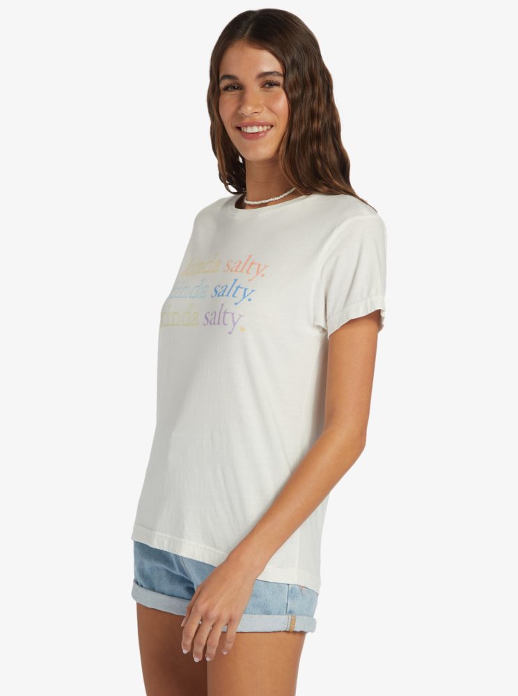 White Women's Roxy Kinda Salty Boyfriend T Shirts | USA NLJS-89142