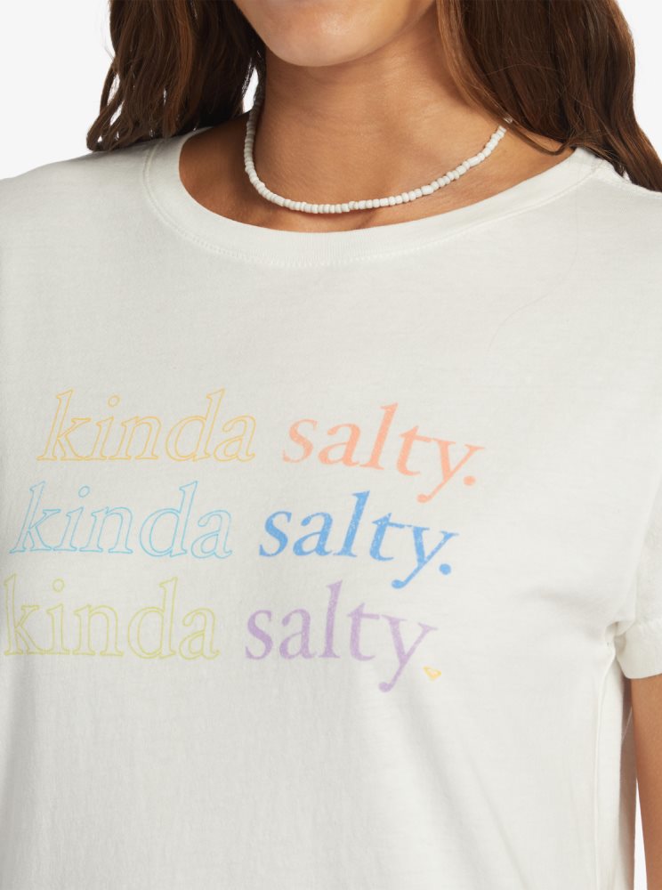 White Women's Roxy Kinda Salty Boyfriend T Shirts | USA NLJS-89142