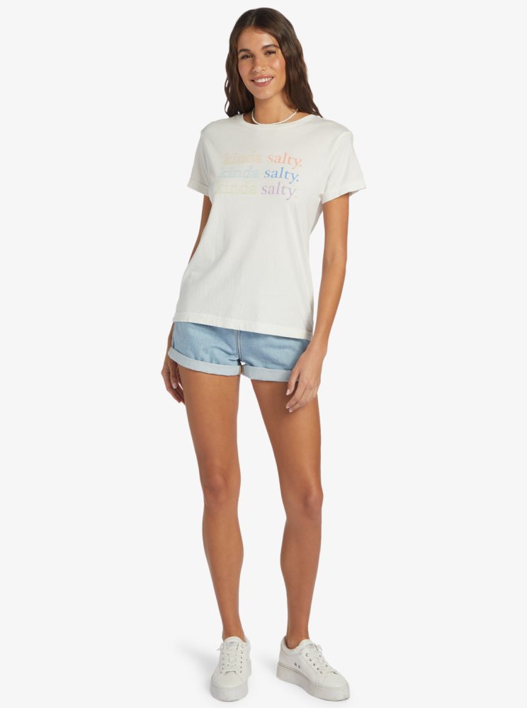 White Women's Roxy Kinda Salty Boyfriend T Shirts | USA NLJS-89142