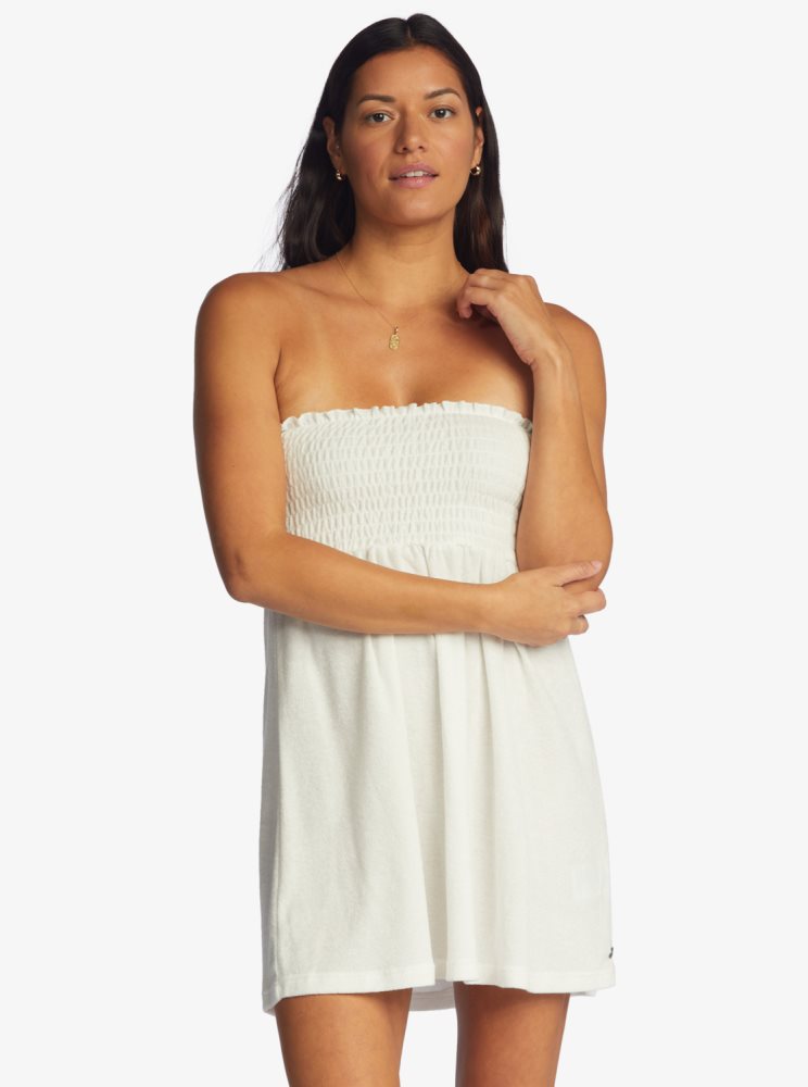 White Women\'s Roxy La Bomba Strapless Dress | USA YWKL-42015