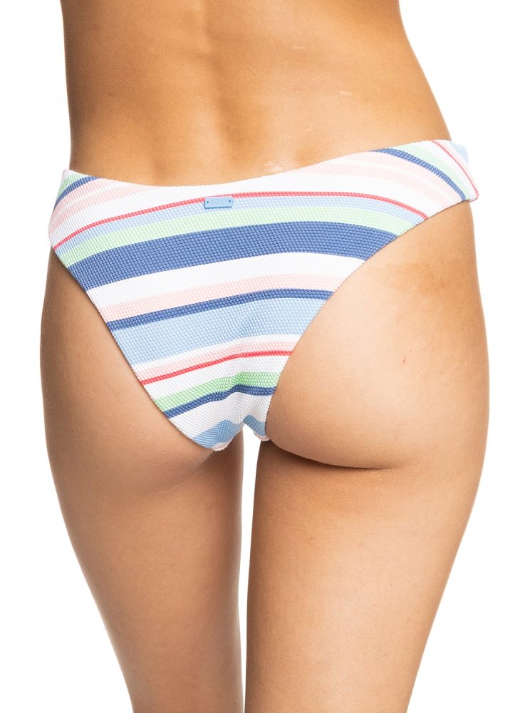 White Women's Roxy Line Up Cheeky High Leg Bikini Bottoms | USA LVWR-41870