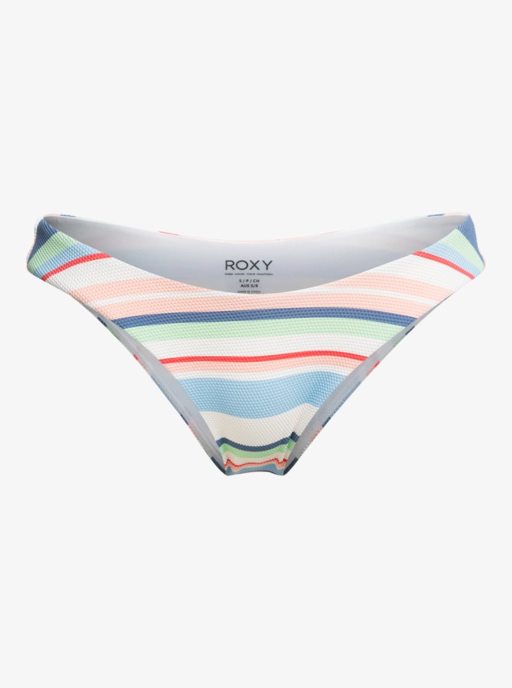 White Women's Roxy Line Up Cheeky High Leg Bikini Bottoms | USA LVWR-41870