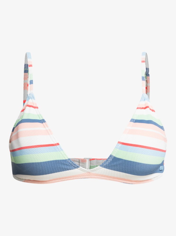 White Women's Roxy Line Up Fixed Triangle Bikini Tops | USA DHXG-54968