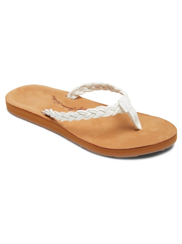 White Women's Roxy Lorraine Braid Sandals | USA OSMZ-10435