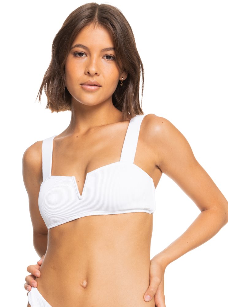 White Women\'s Roxy Love Bralette Bikini Tops | USA IVTA-56791