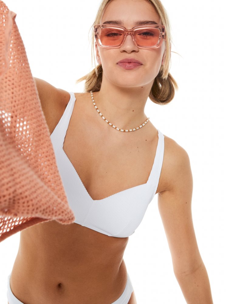 White Women's Roxy Love The Sun Ray Bikini Tops | USA ZIED-32961