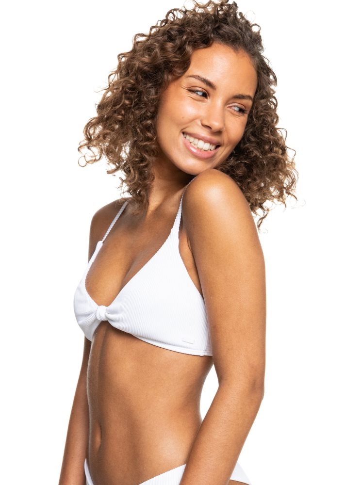 White Women's Roxy Love The Surf Knot Triangle Bikini Tops | USA IKVY-12769