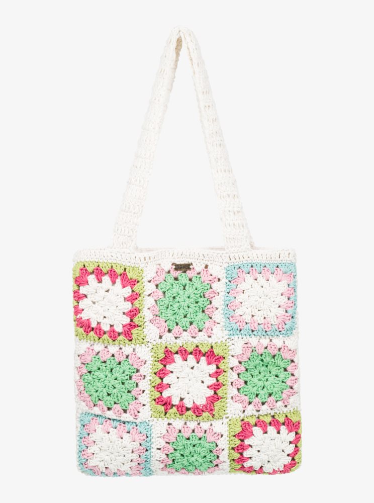 White Women's Roxy Lovely Pearl Tote Bags | USA BVSA-85793