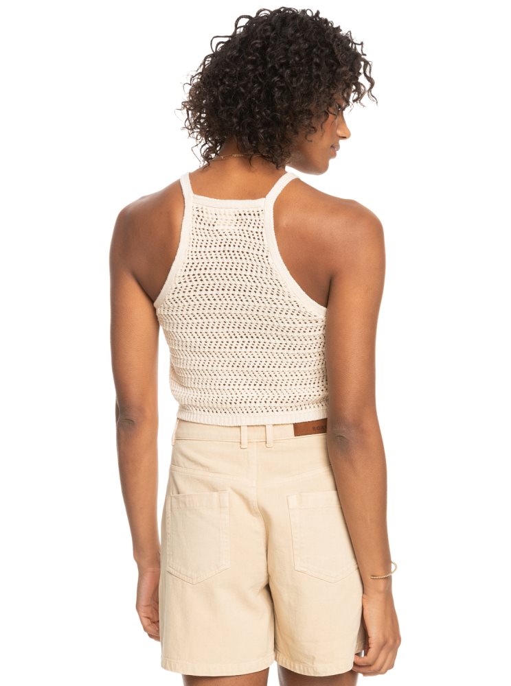 White Women's Roxy Malibu Crush Knitted Halter Tops | USA TJBI-92450