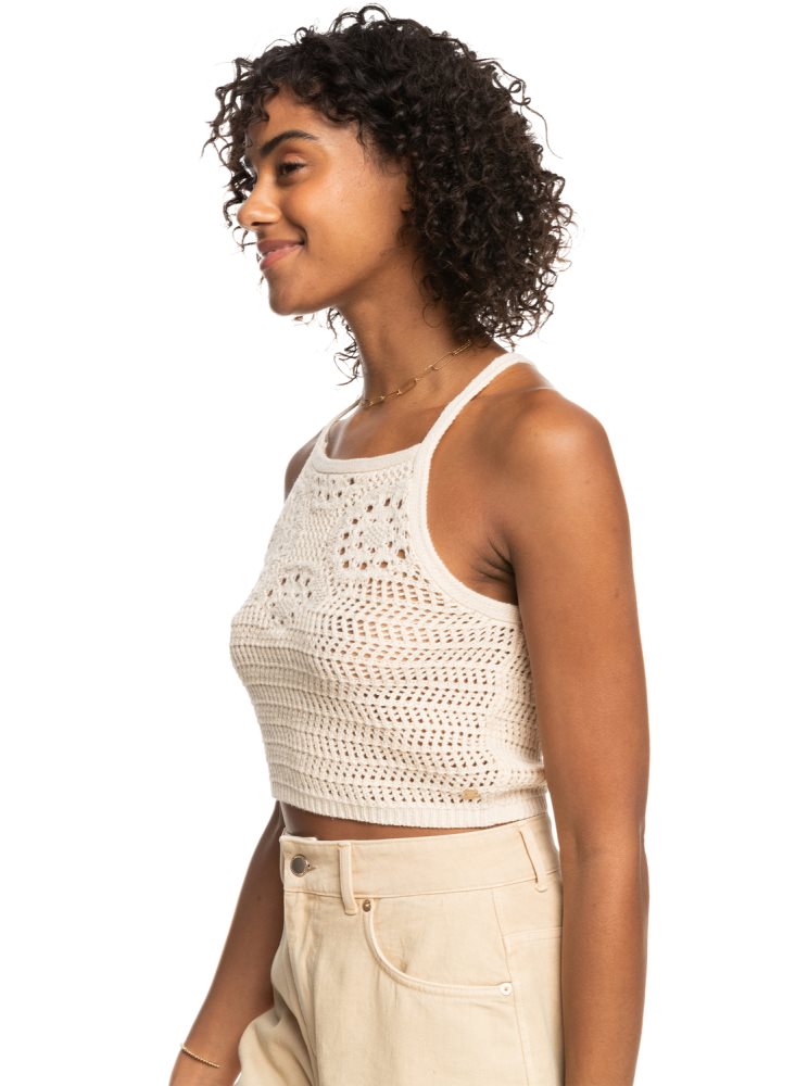 White Women's Roxy Malibu Crush Knitted Halter Tops | USA TJBI-92450