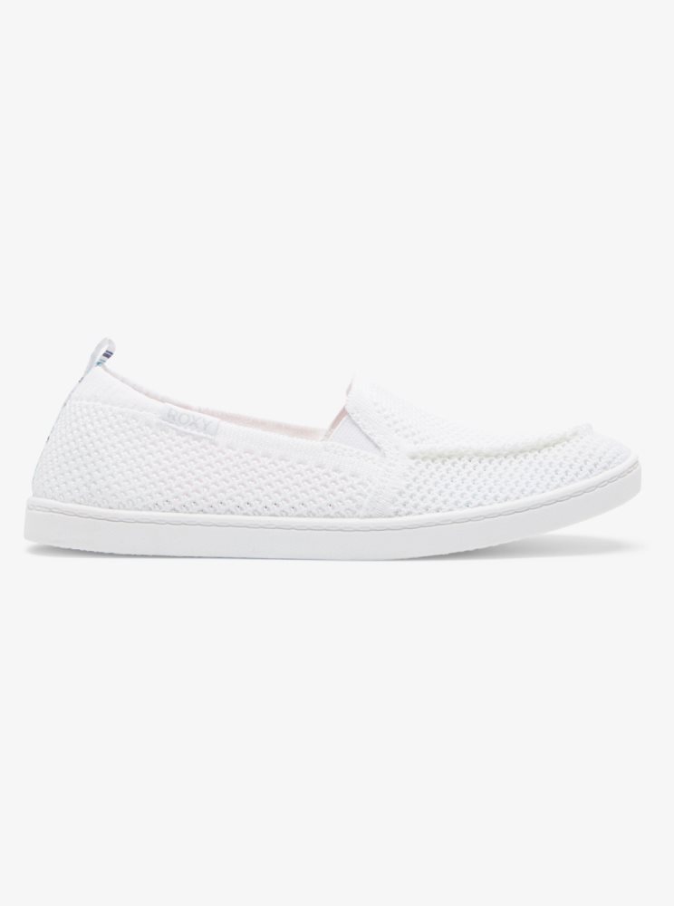 White Women's Roxy Minnow Knit Slip On Shoes | USA ZJPD-17548