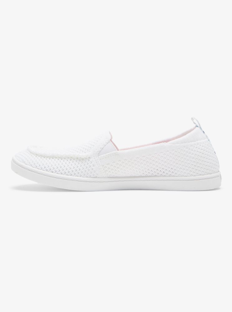 White Women's Roxy Minnow Knit Slip On Shoes | USA ZJPD-17548