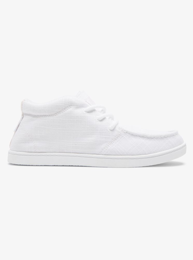 White Women's Roxy Minnow Mid Mid-Top Sneakers | USA VDNW-91073