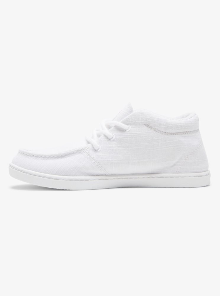 White Women's Roxy Minnow Mid Mid-Top Sneakers | USA VDNW-91073