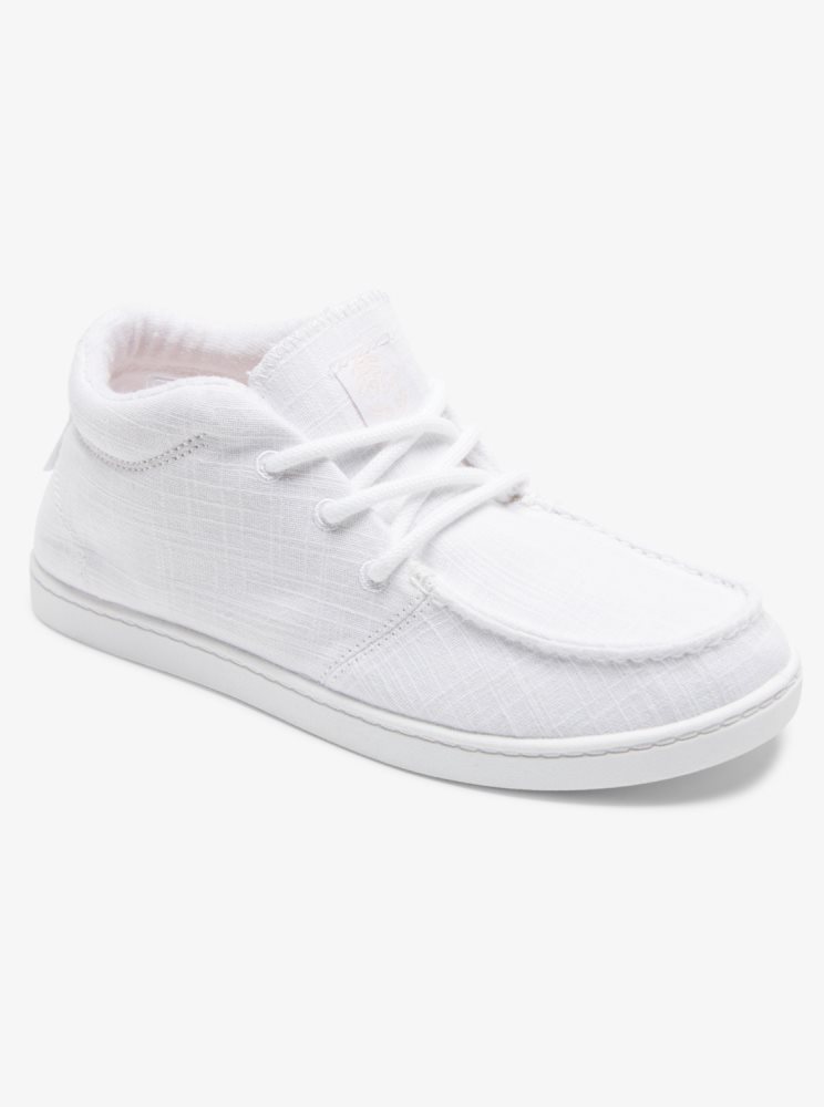 White Women\'s Roxy Minnow Mid Mid-Top Sneakers | USA VDNW-91073