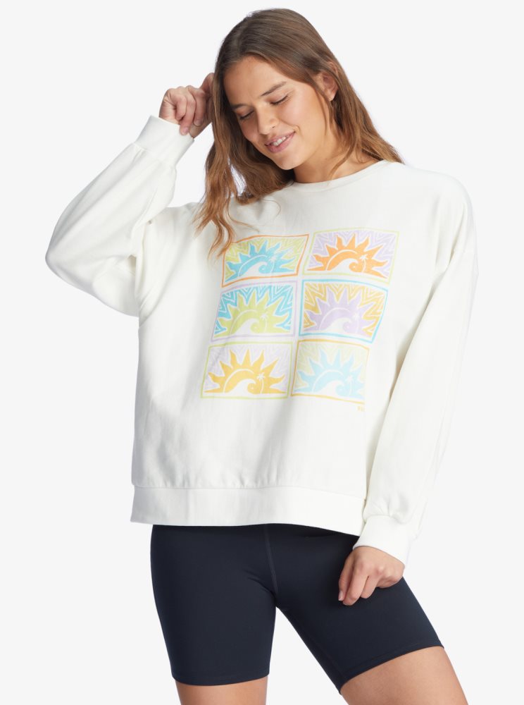 White Women's Roxy Morning Hike Sweatshirts | USA UOJW-76594