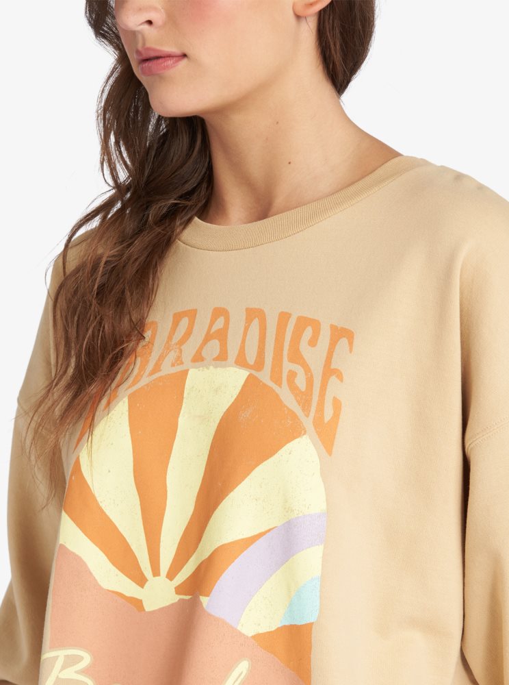 White Women's Roxy Morning Hike Sweatshirts | USA YRTH-09184