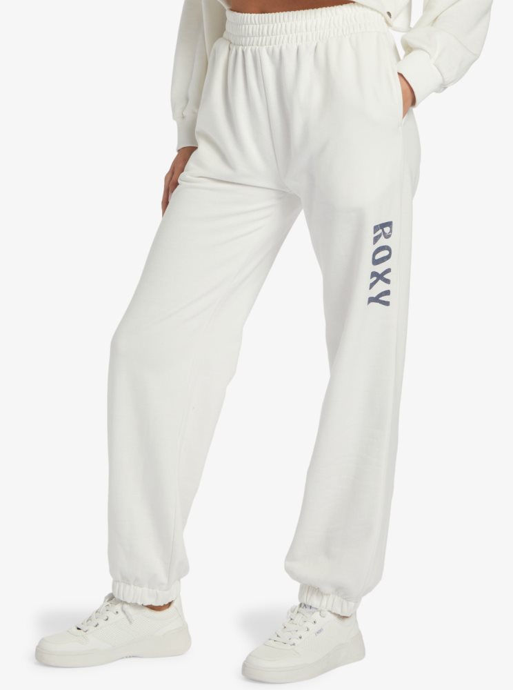 White Women's Roxy Move On Up Baggy Track Pants | USA VEKW-82579