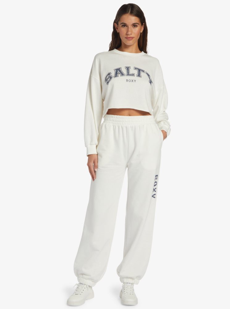 White Women's Roxy Move On Up Baggy Track Pants | USA VEKW-82579