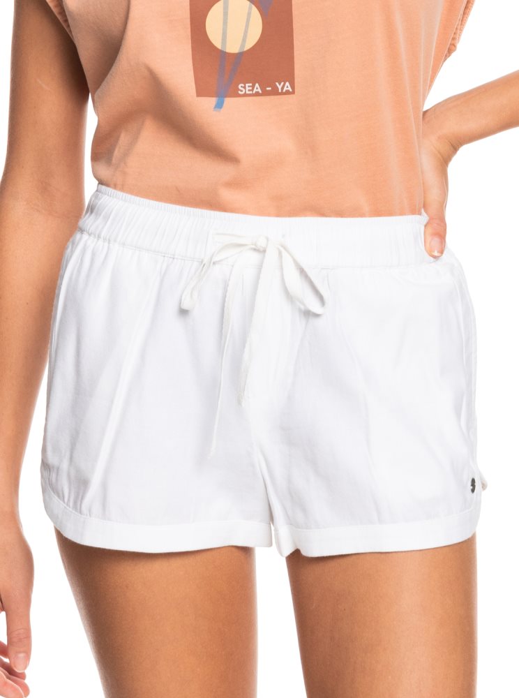 White Women's Roxy New Impossible Love Elasticized Shorts | USA ZPCR-97583