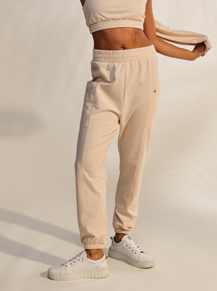 White Women's Roxy Next Set Drop Crotch Sweatpants | USA YXCG-79452