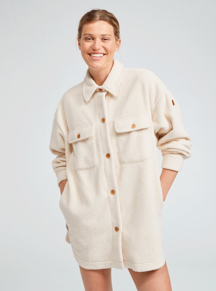 White Women\'s Roxy Over And Out 2 Oversized Shacket Jackets | USA EMWI-98126