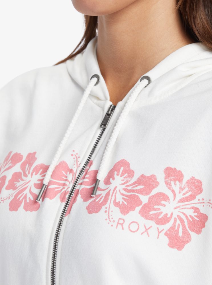 White Women's Roxy Oversized Evening Hike C Oversize Hoodie | USA EWUQ-68904