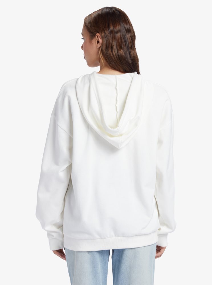 White Women's Roxy Oversized Evening Hike C Oversize Hoodie | USA EWUQ-68904