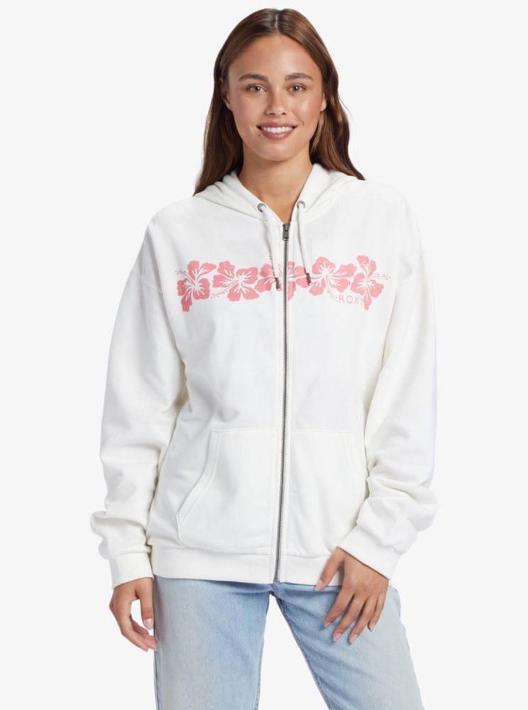 White Women\'s Roxy Oversized Evening Hike C Oversize Hoodie | USA EWUQ-68904