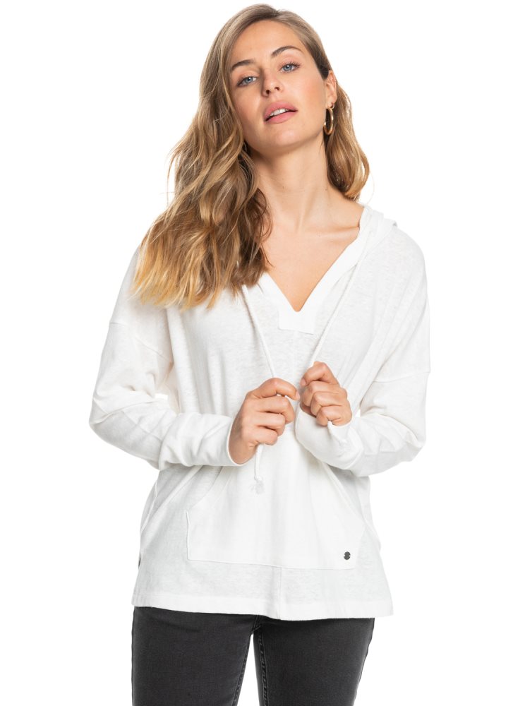 White Women's Roxy Paddle Out Hoodie | USA UEGS-19026