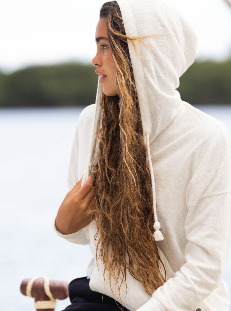 White Women\'s Roxy Paddle Out Hoodie | USA UEGS-19026