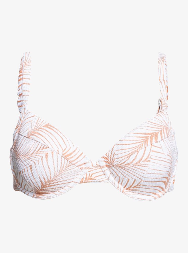 White Women's Roxy Palm Tree Dreams Underwired D-Cup Bikini Tops | USA MKZA-86379