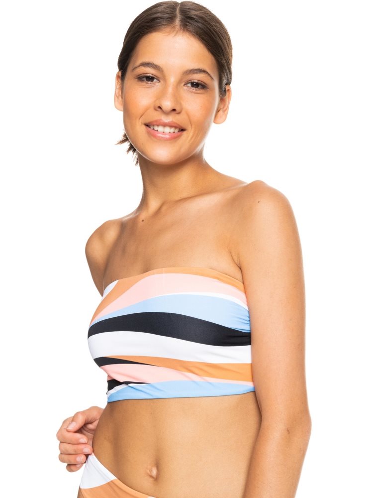 White Women's Roxy Paradiso Passport Bandeau Bikini Tops | USA CETH-43192