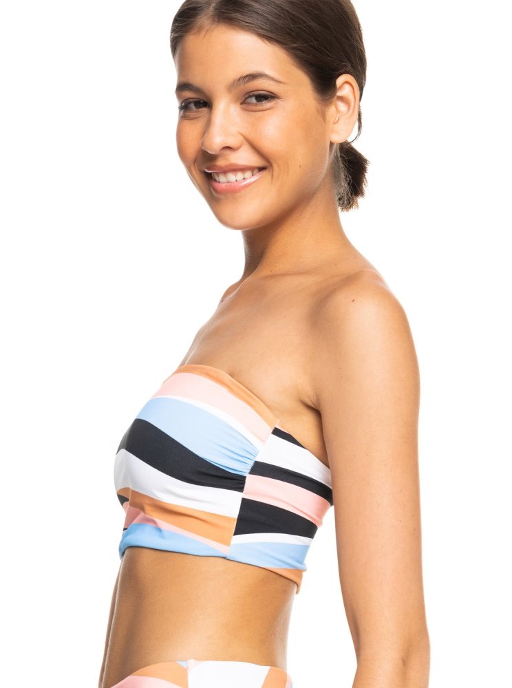 White Women's Roxy Paradiso Passport Bandeau Bikini Tops | USA CETH-43192