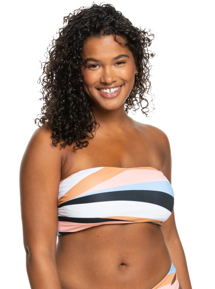 White Women's Roxy Paradiso Passport Bandeau Bikini Tops | USA CETH-43192