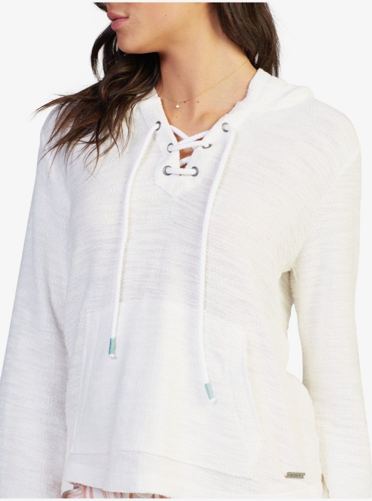 White Women's Roxy Pearling Oversized Poncho Style Hoodie | USA YRZP-36194