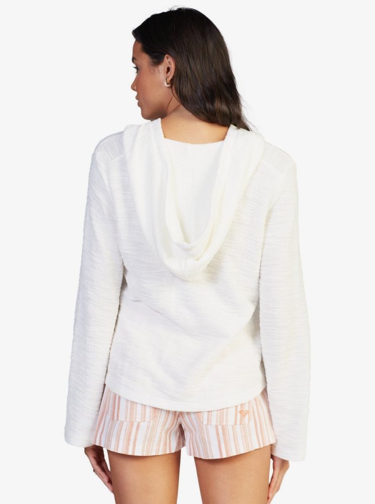 White Women's Roxy Pearling Oversized Poncho Style Hoodie | USA YRZP-36194