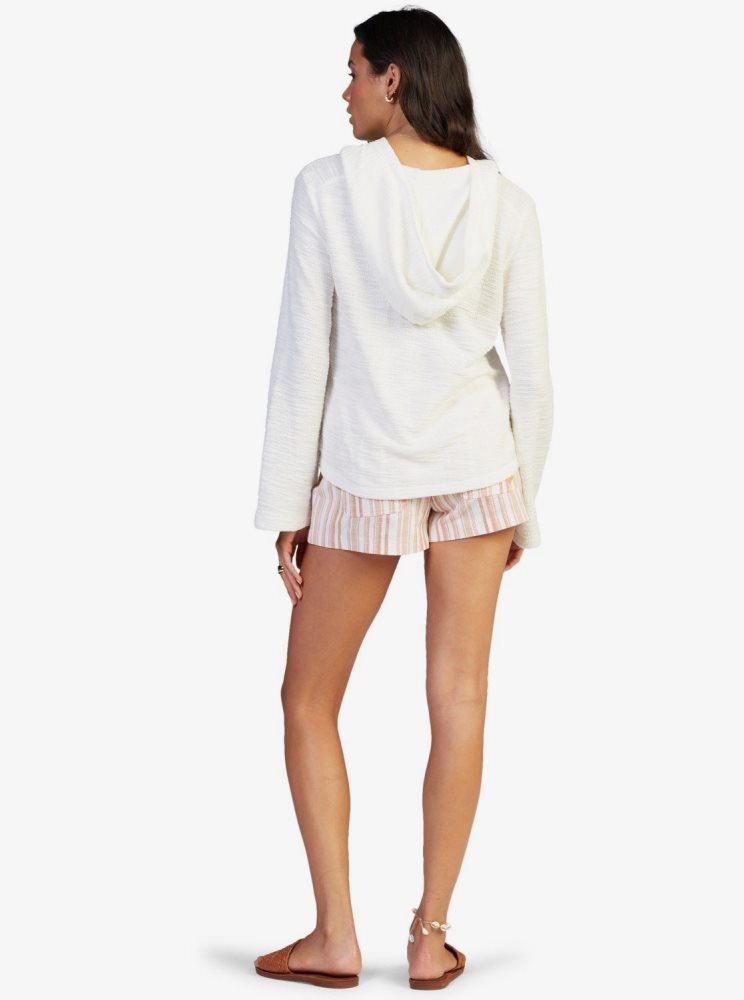 White Women's Roxy Pearling Oversized Poncho Style Hoodie | USA YRZP-36194