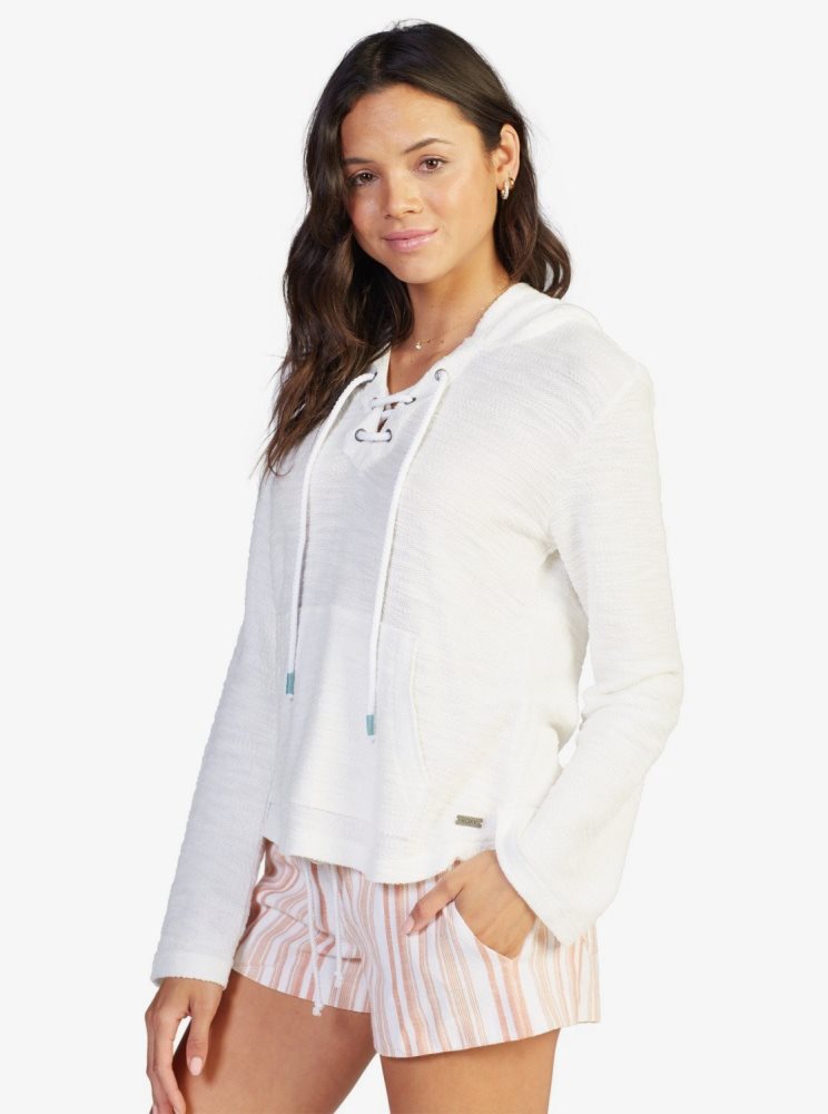 White Women's Roxy Pearling Oversized Poncho Style Hoodie | USA YRZP-36194