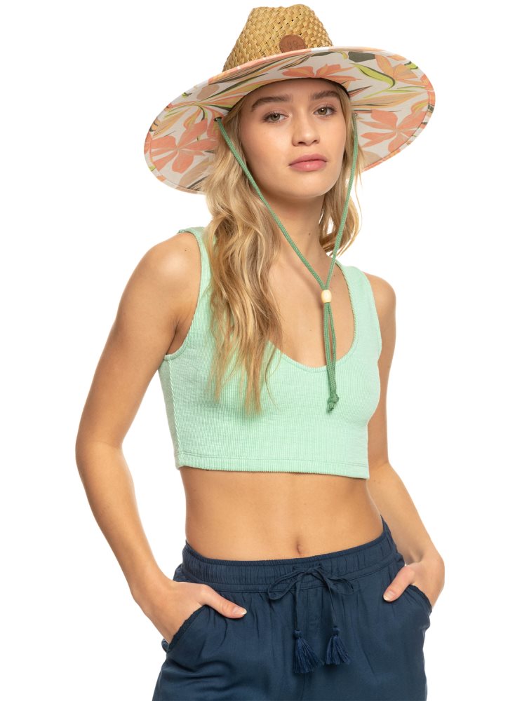 White Women\'s Roxy Pina To My Colada Printed Sun Hats | USA NFCR-76918