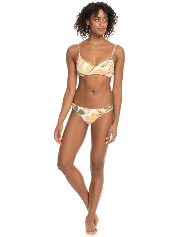 White Women's Roxy Printed Beach Classics Moderate Bikini Bottoms | USA AGVB-53874