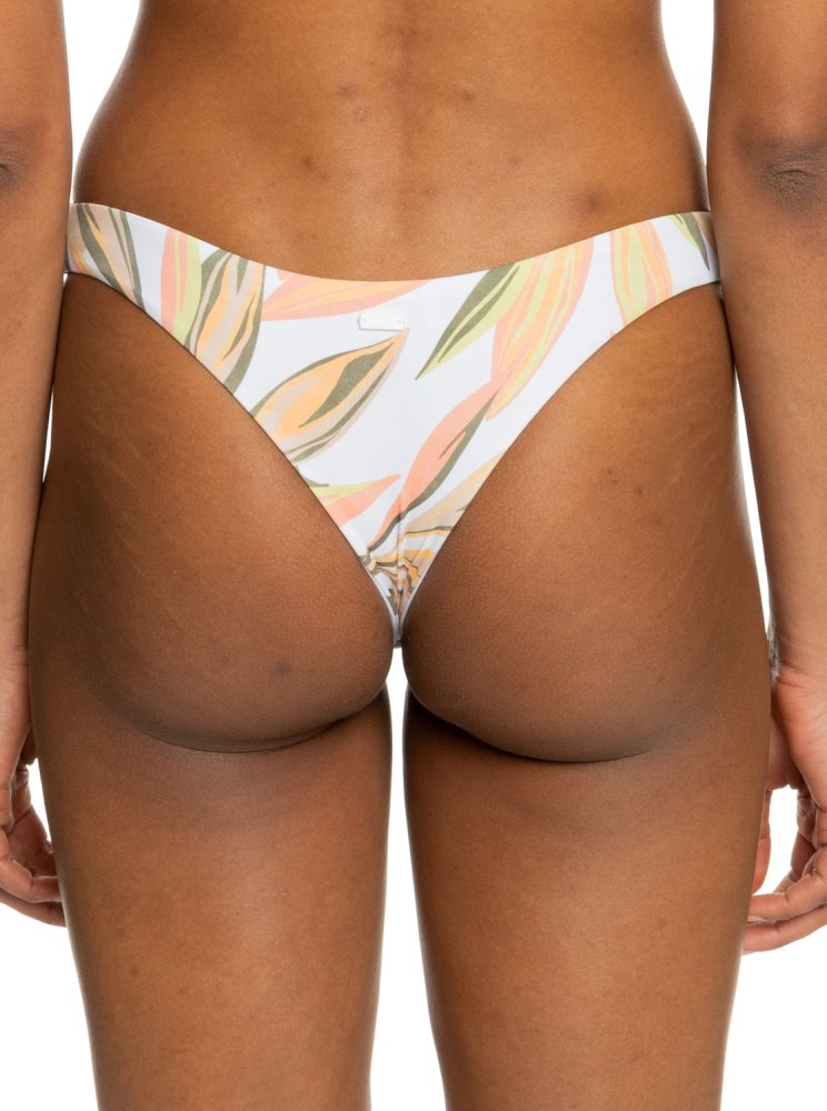 White Women's Roxy Printed Beach Classics Mini Bikini Bottoms | USA EZAN-04216