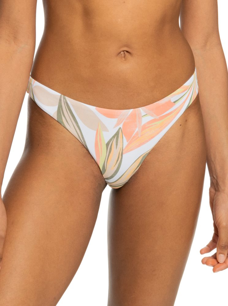 White Women\'s Roxy Printed Beach Classics Mini Bikini Bottoms | USA EZAN-04216