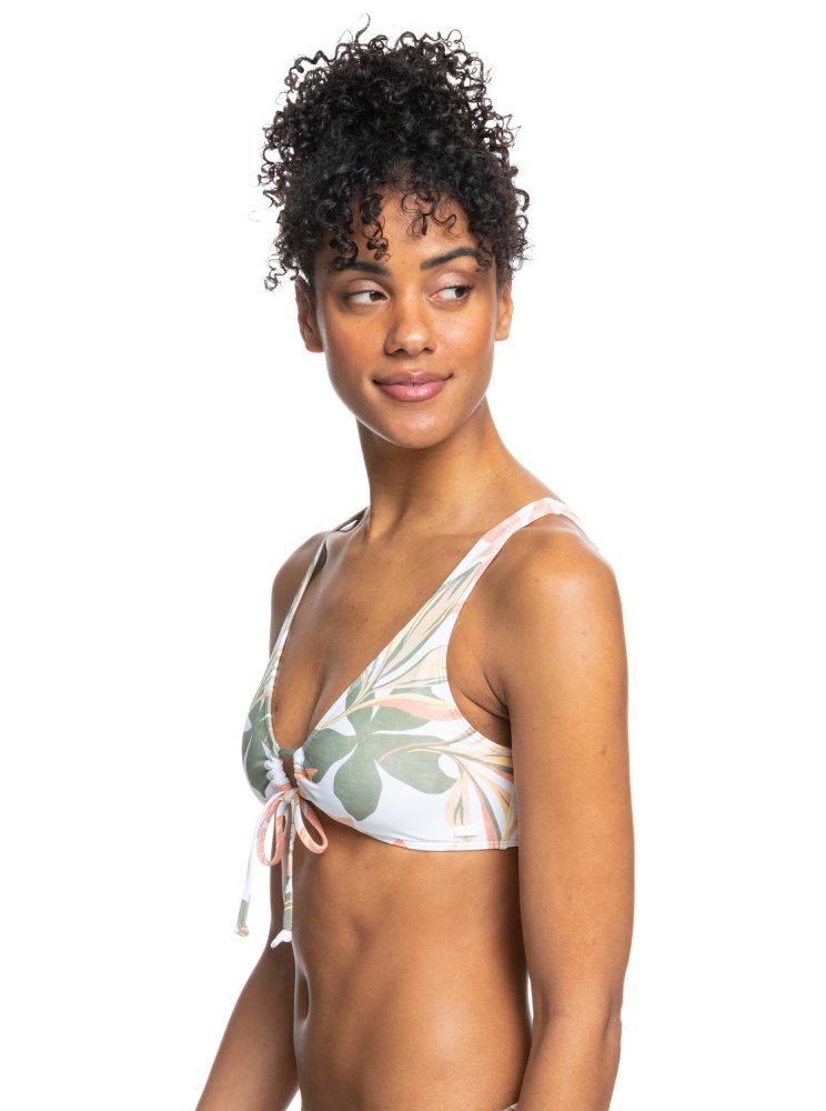 White Women's Roxy Printed Beach Classics Bralette Bikini Tops | USA FORC-61432