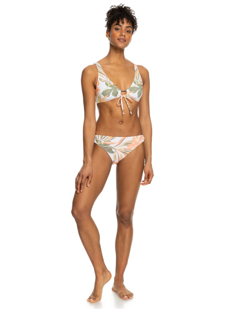 White Women's Roxy Printed Beach Classics Bralette Bikini Tops | USA FORC-61432