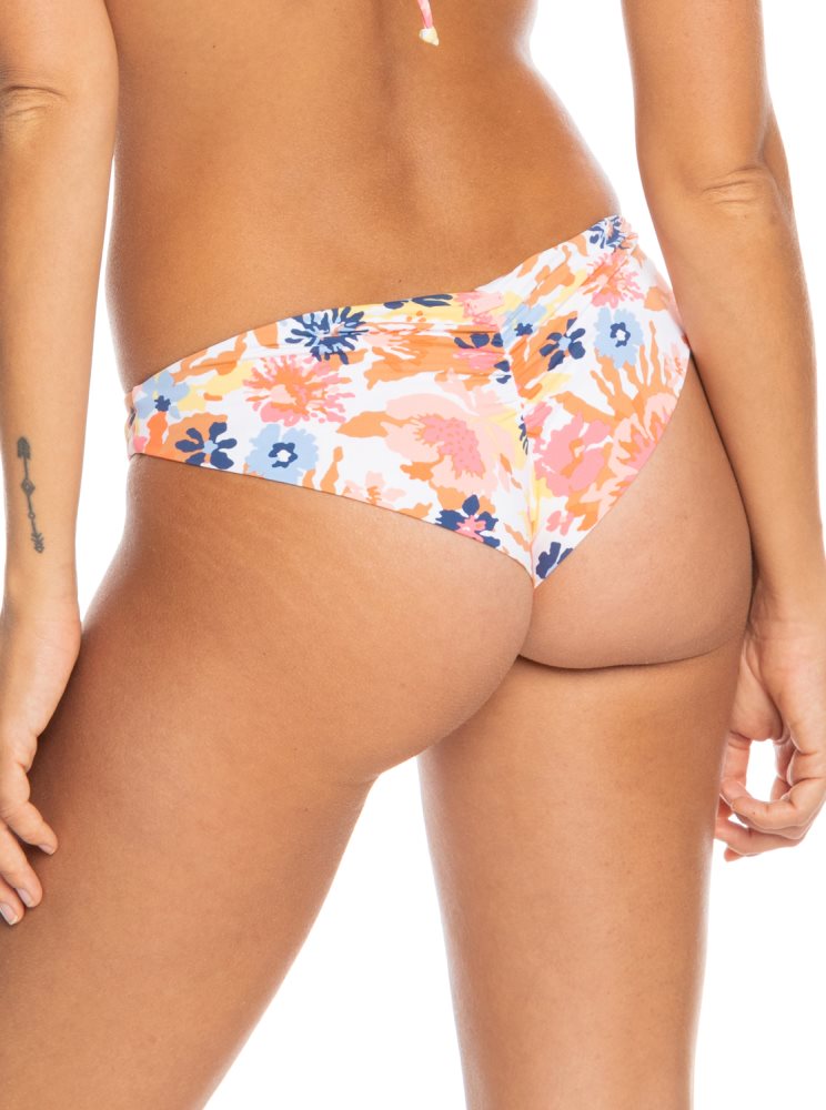 White Women's Roxy Printed Beach Classics Cheeky Bikini Bottoms | USA OHJQ-28451