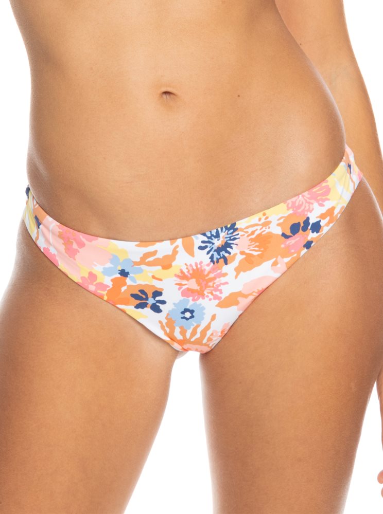 White Women\'s Roxy Printed Beach Classics Cheeky Bikini Bottoms | USA OHJQ-28451