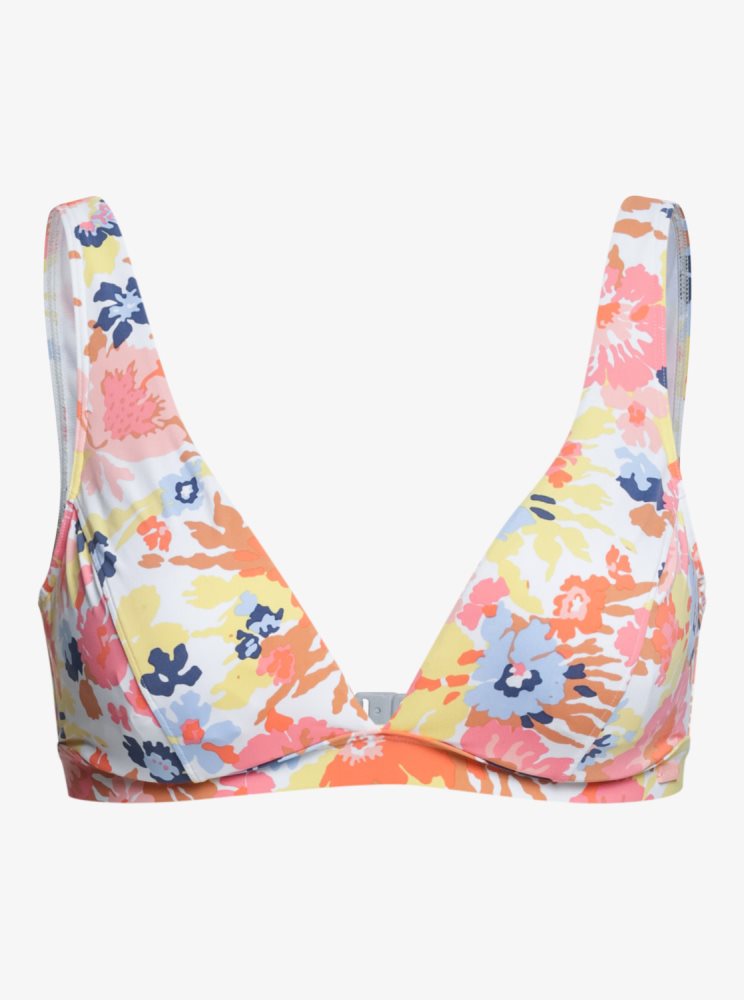 White Women's Roxy Printed Beach Classics D-Cup Underwired Bikini Tops | USA TBSU-60489